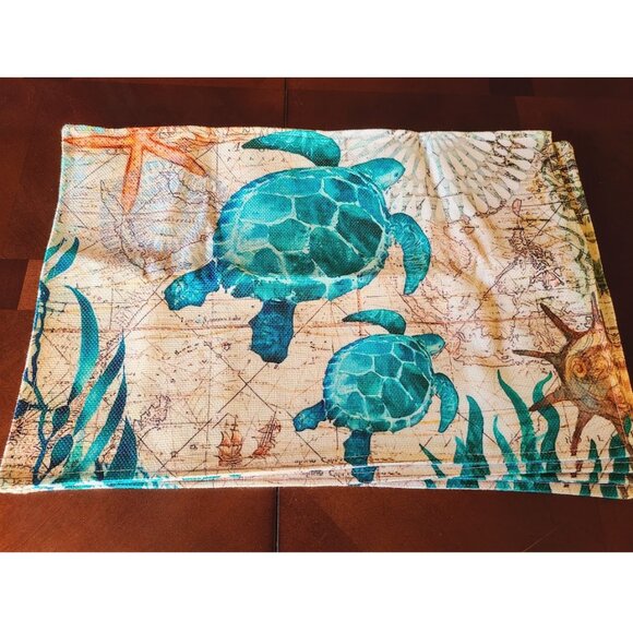 Beach Placemats 4pc Sea Turtle Table Decor Nautical Coastal Dining Decorations - Picture 13 of 13